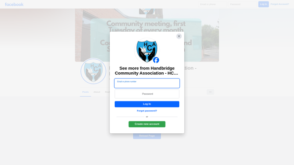 Screenshot of the Handbridge Community Association website