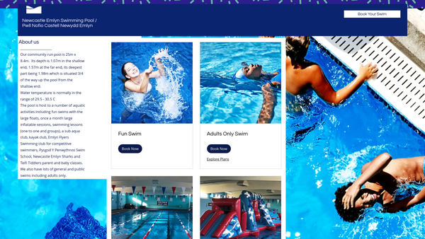 Screenshot of the The Newcastle Emlyn And District Swimming Pool And Recreational Facilities Association website