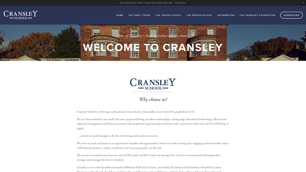 Screenshot of the Cransley School Limited website
