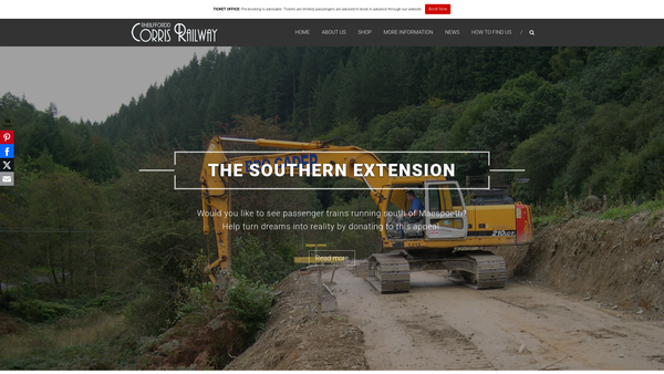 Screenshot of the The Corris Railway Society website