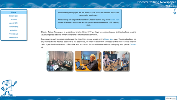 Screenshot of the The Chester Talking Newspapers website