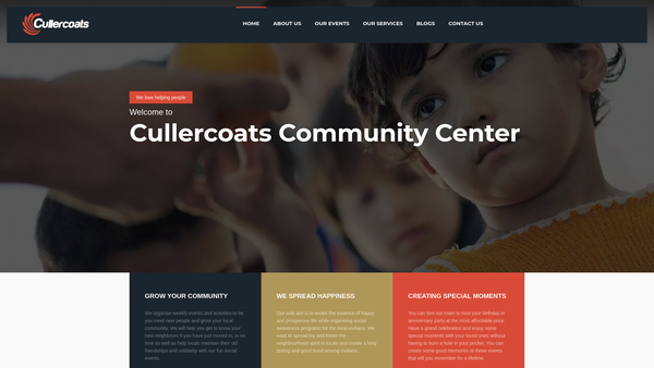 Screenshot of the Cullercoats Community Association website