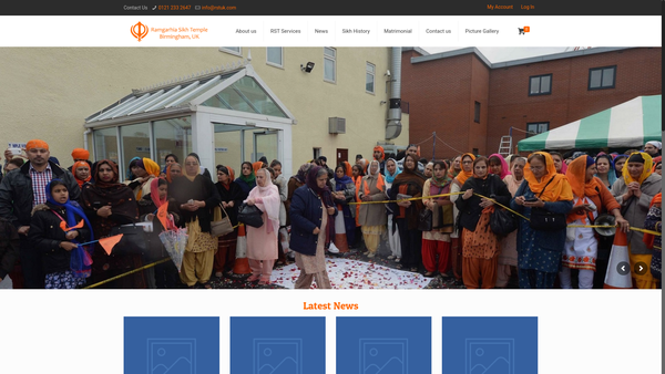 Screenshot of the Ramgarhia Sikh Temple website