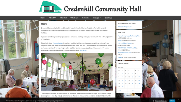 Screenshot of the Credenhill Community Hall website