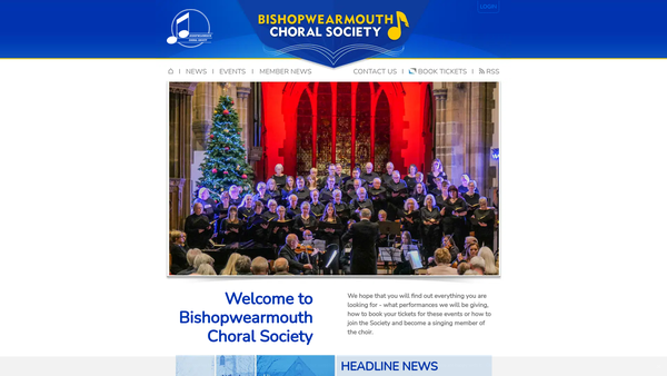 Screenshot of the Bishopwearmouth Choral Society website