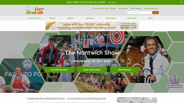 Screenshot of the Nantwich Agricultural Society Limited website