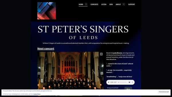 Screenshot of the The St Peter's Singers website