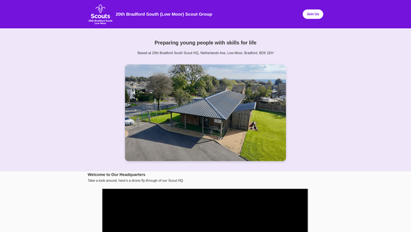 Screenshot of the 20th Bradford South Low Moor Holy Trinity Scout Group website