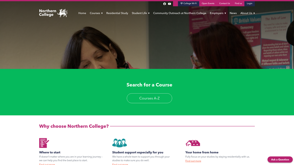 Screenshot of the The Northern College For Residential Adult Education Limited website