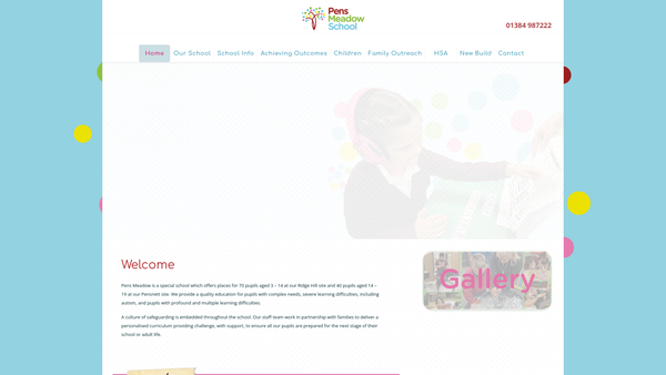Screenshot of the Pens Meadow Home And School Association website
