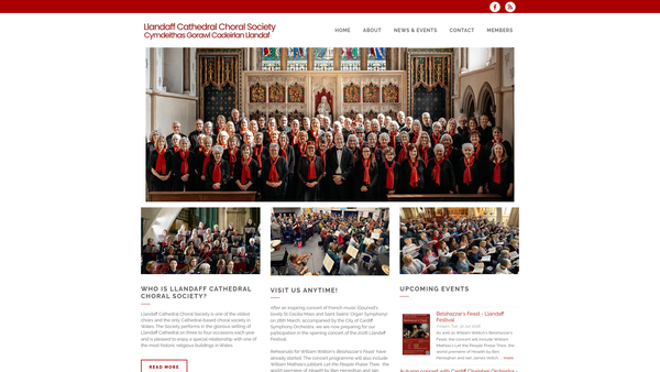 Screenshot of the Llandaff Cathedral Choral Society website