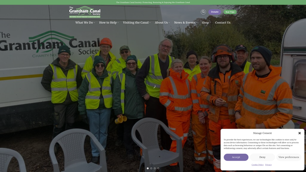Screenshot of the The Grantham Canal Society website