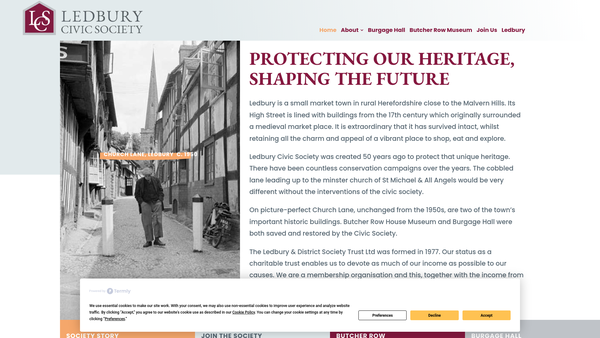 Screenshot of the Ledbury And District Society Trust Limited website