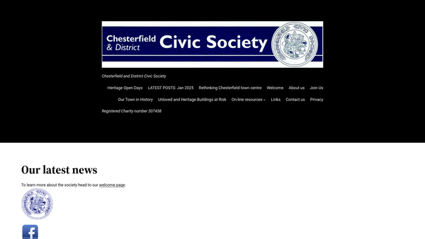 Screenshot of the Chesterfield And District Civic Society website