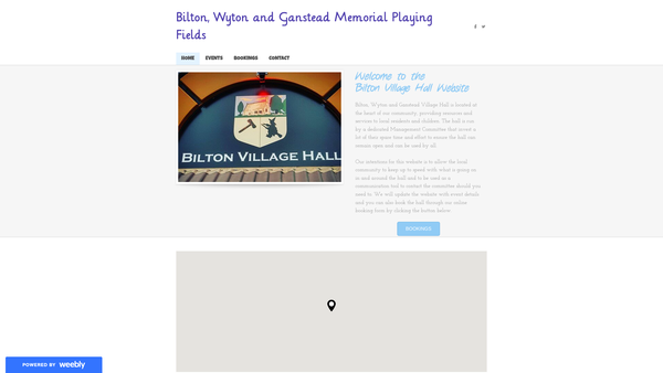 Screenshot of the Bilton Village Hall And Memorial Playing Fields website