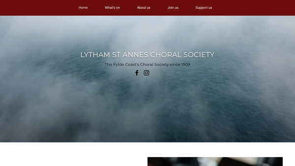 Screenshot of the Lytham St Annes Choral Society website