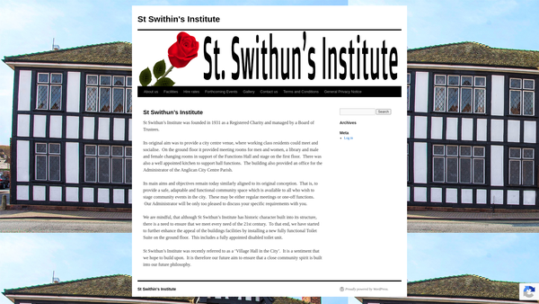 Screenshot of the St Swithuns Institute Charity website