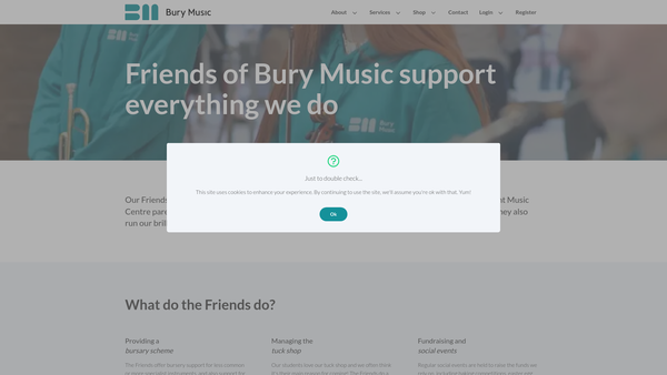 Screenshot of the Friends Of Bury Music Centre website