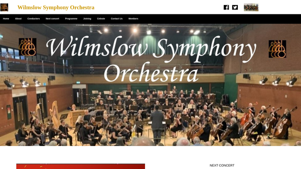Screenshot of the Wilmslow Symphony Orchestral Society website