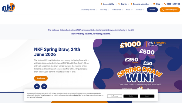 Screenshot of the The Humberside Kidney Patients Association website