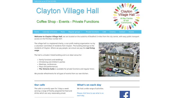 Screenshot of the Clayton Community Association website