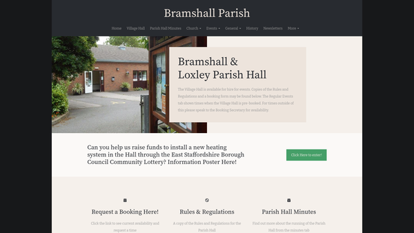 Screenshot of the Bramshall And Loxley Village Hall website