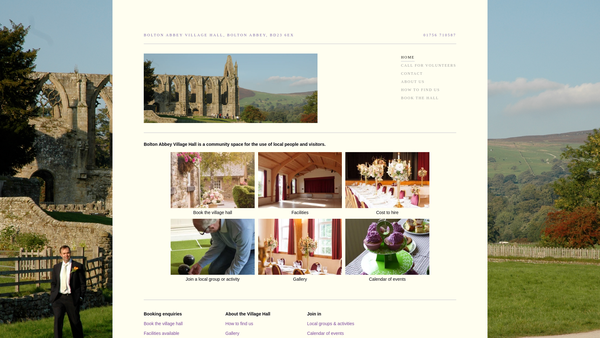Screenshot of the Bolton Abbey Village Hall website