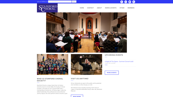 Screenshot of the Stamford Choral Society website