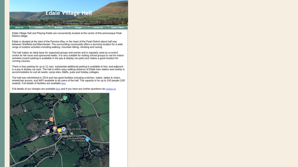 Screenshot of the Edale Village Hall And Playing Field website