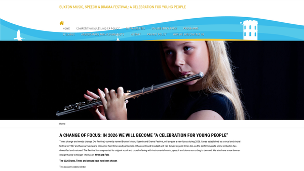 Screenshot of the Buxton Music, Speech And Drama Festival website