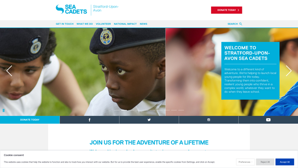 Screenshot of the Stratford Upon Avon Unit 507 Of The Sea Cadet Corps website