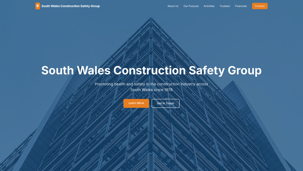 Screenshot of the South Wales Construction Safety Group website