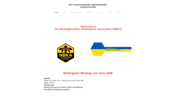 Screenshot of the The Nottinghamshire Bee-Keepers' Association website