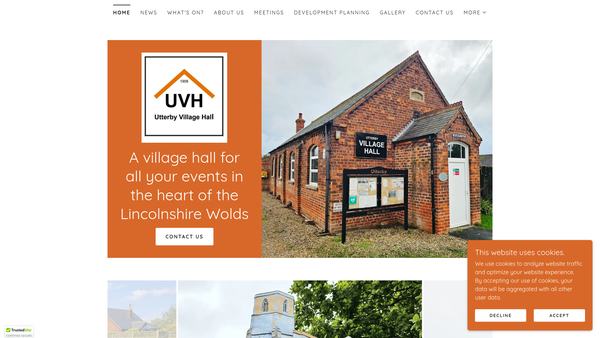 Screenshot of the Utterby Village Hall website