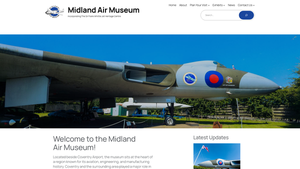 Screenshot of the The Midlands Air Museum Limited website