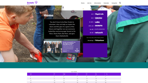 Screenshot of the Boston District Scout Association website