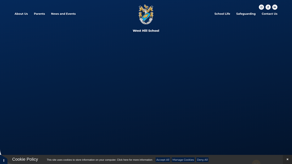 Screenshot of the West Hill School Parent-Teacher Association website