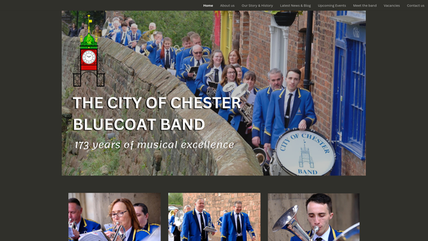 Screenshot of the The City Of Chester (Blue Coat) Band website