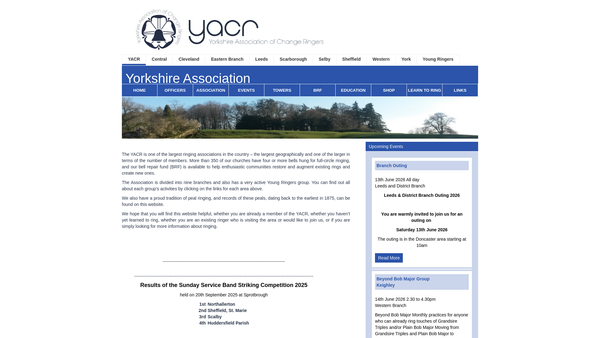 Screenshot of the Yorkshire Association Of Change Ringers Bell Repair Fund website
