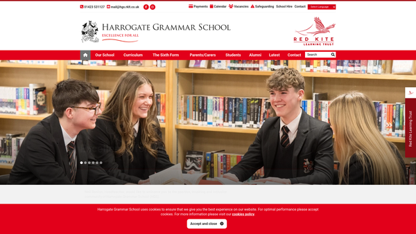 Screenshot of the The Harrogate Grammar School Parent-Teacher Association website