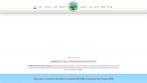 Screenshot of the The Abberley Hills Preservation Society website