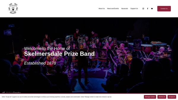 Screenshot of the Skelmersdale Prize Band website