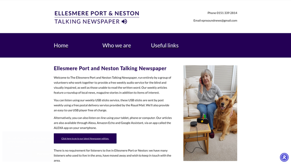 Screenshot of the The Ellesmere Port And Neston Talking Newspaper For The Visually Impaired website