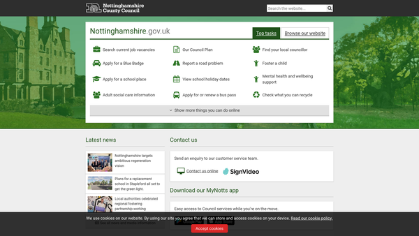Screenshot of the Stapleford Public Library website