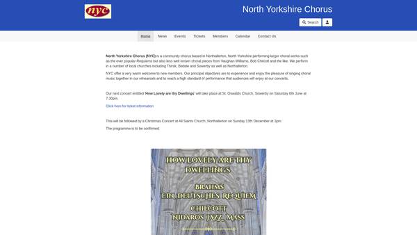 Screenshot of the The North Yorkshire Chorus website