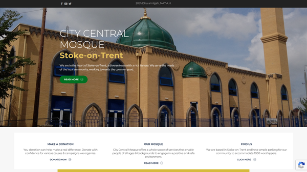 Screenshot of the Islamic Centre website