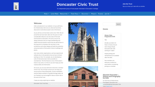 Screenshot of the The Doncaster Civic Trust website