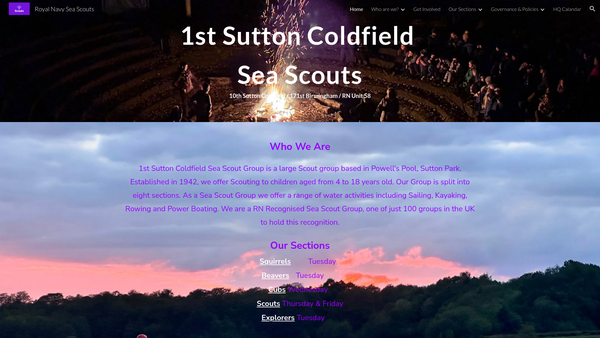Screenshot of the 10th Sutton Coldfield (1St Sutton Coldfield Sea Scout Group) website