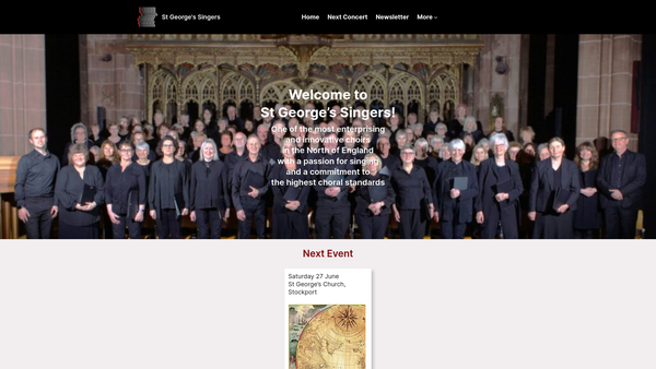Screenshot of the St George's Singers, Poynton website
