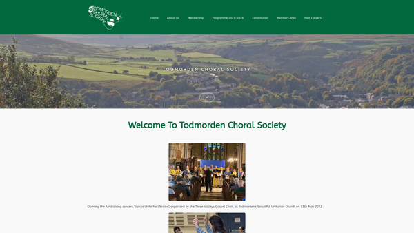 Screenshot of the Todmorden Choral Society website
